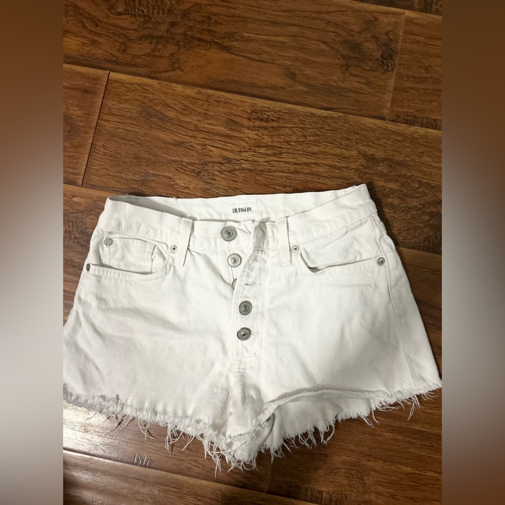 Hudson white blue jean shorts!